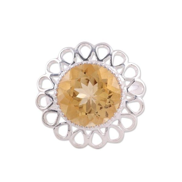 Alternate image for Citrine and Sterling Silver Floral Cocktail Ring from India Golden Floret