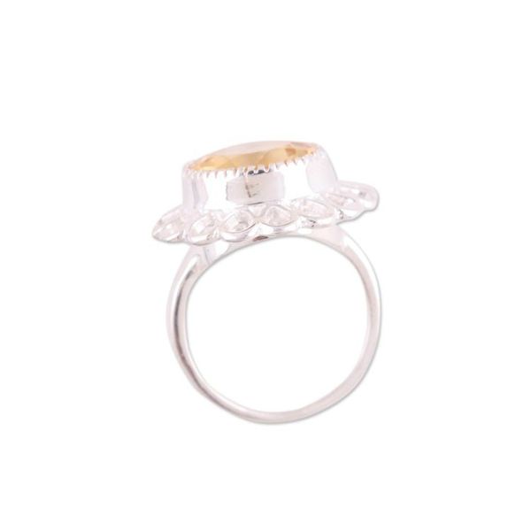 Alternate image for Citrine and Sterling Silver Floral Cocktail Ring from India Golden Floret