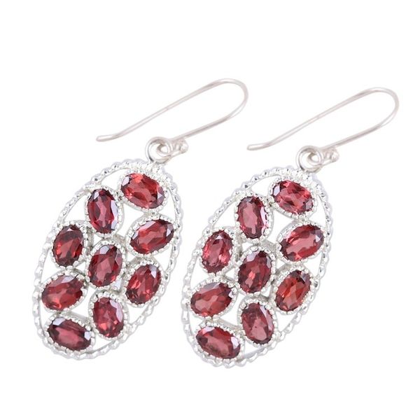 Alternate image for Handcrafted Garnet and Sterling Silver Dangle Earrings Palatial Crest in Crimson