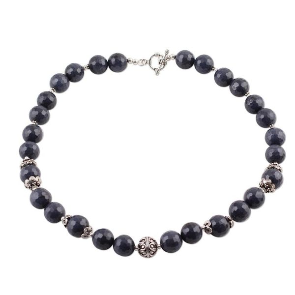 Alternate image for Aventurine and Sterling Silver Beaded Strand Necklace Midnight Dance