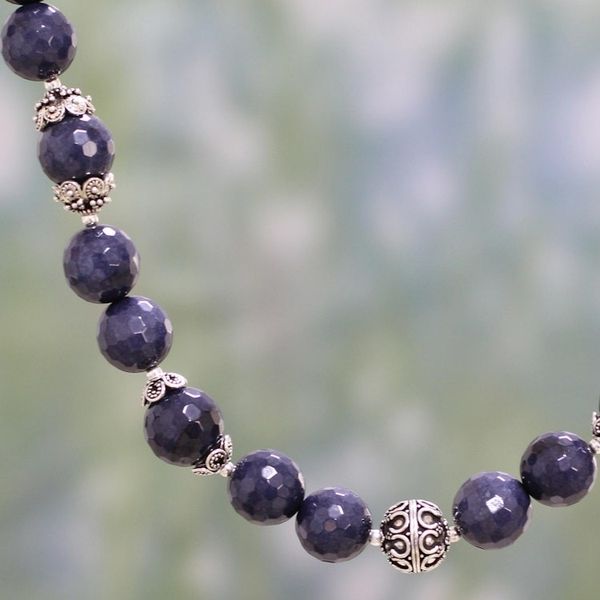 Alternate image for Aventurine and Sterling Silver Beaded Strand Necklace Midnight Dance