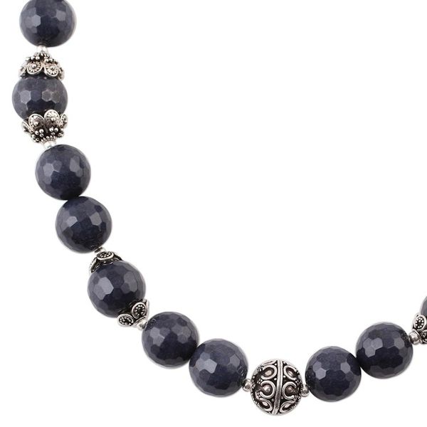 Alternate image for Aventurine and Sterling Silver Beaded Strand Necklace Midnight Dance