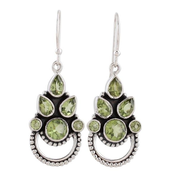 Alternate image for Sterling Silver and Peridot Bollywood Glam Earrings Radiant Green