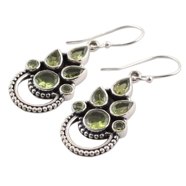 Alternate image for Sterling Silver and Peridot Bollywood Glam Earrings Radiant Green