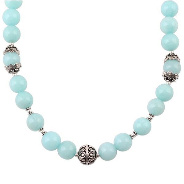 Alternate image for Aqua Aventurine and Sterling Silver Beaded Necklace Morning Dance