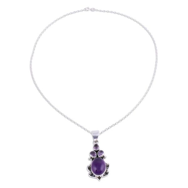 Alternate image for Amethyst and Sterling Silver Pendant Necklace from India Desirous Elegance