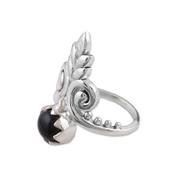 Alternate image for Artisan Handmade Onyx 925 Sterling Silver Cocktail Ring Royal Midnight