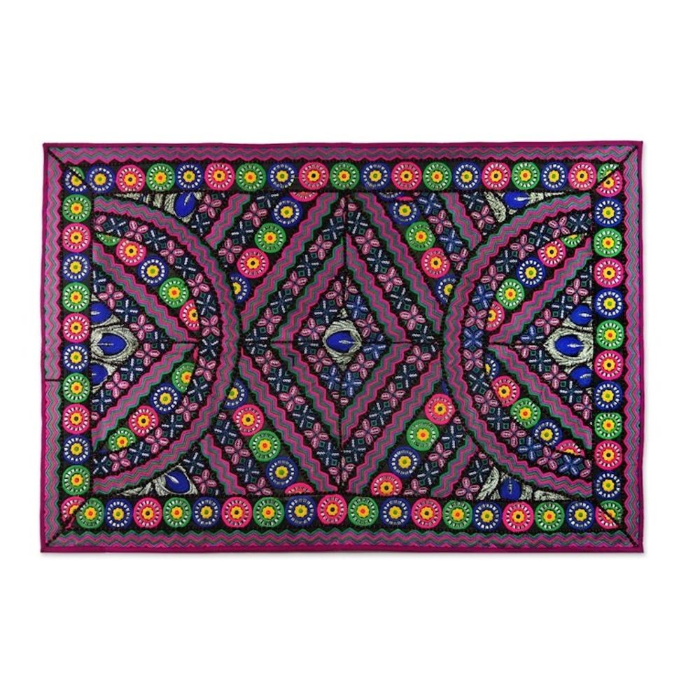 Recycled Patchwork Floral Wall Hanging from India 'Floral Ballad'