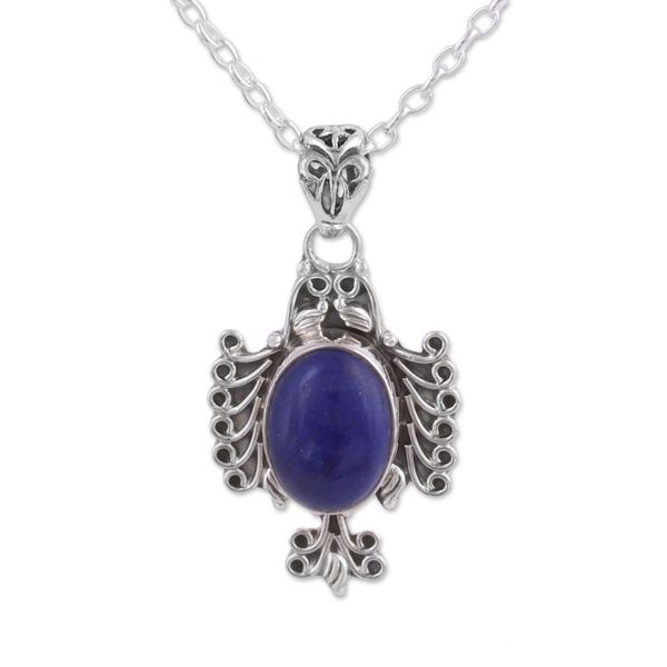 Alternate image for Oval Lapis Lazuli Pendant Necklace from India Royal Plumage