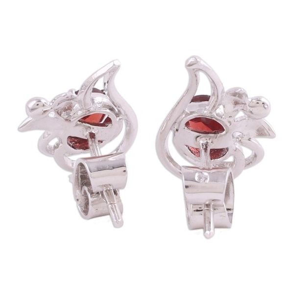 Alternate image for Rhodium Plated Garnet Paisley-Shaped Earrings from India Classic Paisley