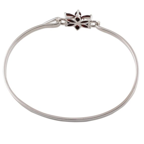 Alternate image for Garnet and Sterling Silver Floral Bracelet from India Marquise Flower