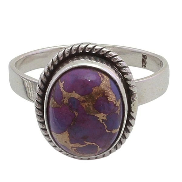 Alternate image for Purple Composite Turquoise and Sterling Silver Cocktail Ring Delightful Purple