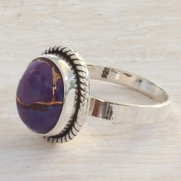 Alternate image for Purple Composite Turquoise and Sterling Silver Cocktail Ring Delightful Purple