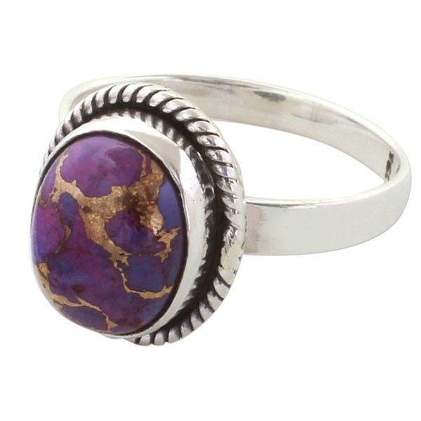 Alternate image for Purple Composite Turquoise and Sterling Silver Cocktail Ring Delightful Purple