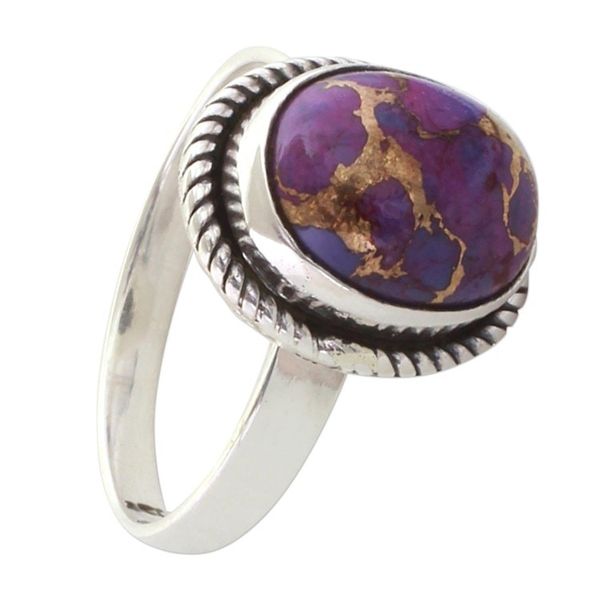 Alternate image for Purple Composite Turquoise and Sterling Silver Cocktail Ring Delightful Purple