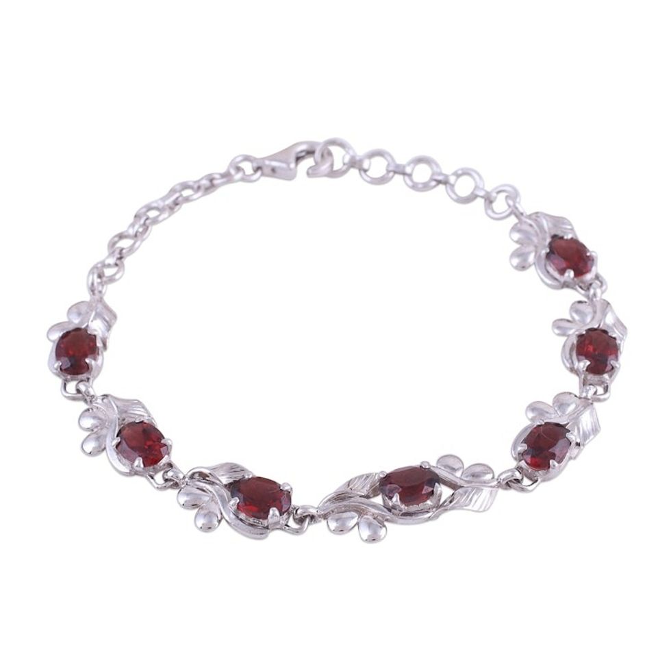 7 Carat Garnet and Rhodium Plated Silver Bracelet 'Eden's Harvest'