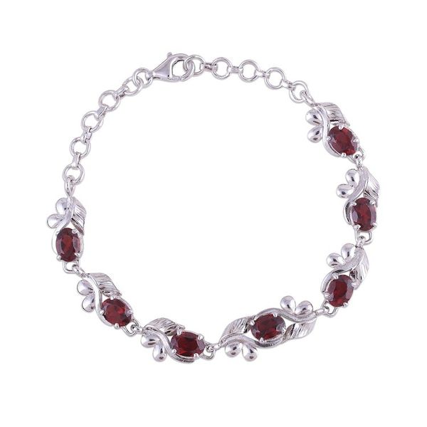Alternate image for 7 Carat Garnet and Rhodium Plated Silver Bracelet Edens Harvest