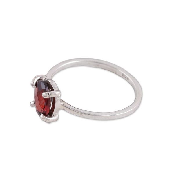 Alternate image for Handmade Garnet 925 Sterling Silver Solitaire Ring Glamorous Red