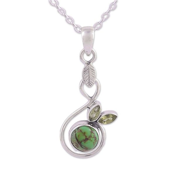 Alternate image for Composite Turquoise and Peridot Pendant Necklace from India Spring Beauty