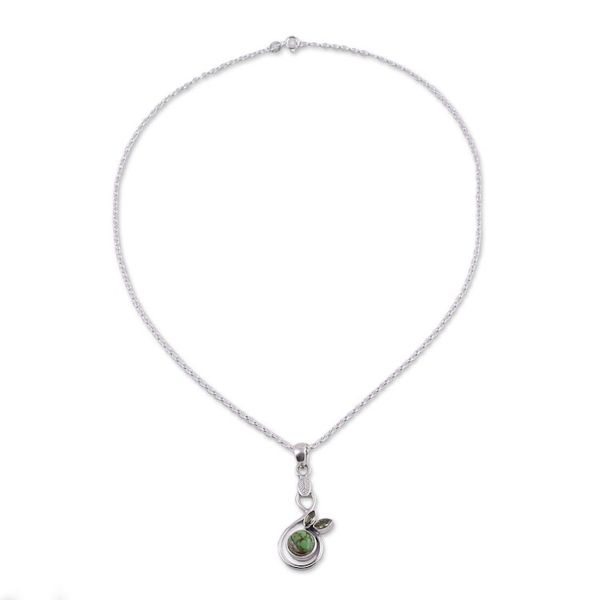 Alternate image for Composite Turquoise and Peridot Pendant Necklace from India Spring Beauty