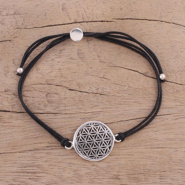 Alternate image for Sterling Silver Circular Bracelet in Black from India Starry Seeds in Black