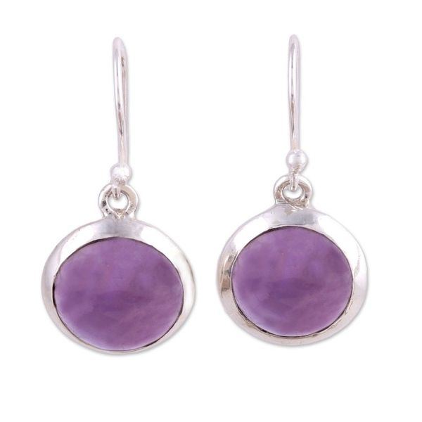 Alternate image for Amethyst and Sterling Silver Dangle Earrings from India Celestial Promise