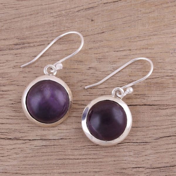 Alternate image for Amethyst and Sterling Silver Dangle Earrings from India Celestial Promise