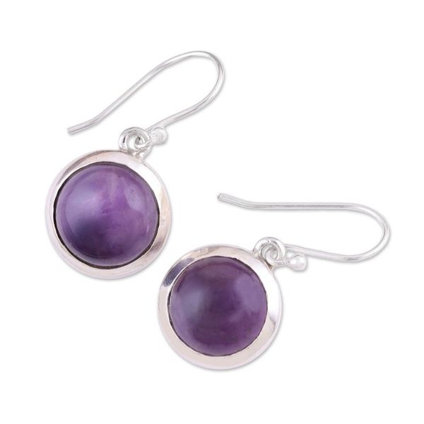 Alternate image for Amethyst and Sterling Silver Dangle Earrings from India Celestial Promise