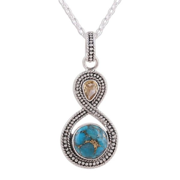 Alternate image for Indian Citrine and Composite Turquoise Pendant Necklace Dazzling Infinity