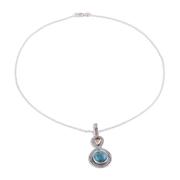 Alternate image for Indian Citrine and Composite Turquoise Pendant Necklace Dazzling Infinity