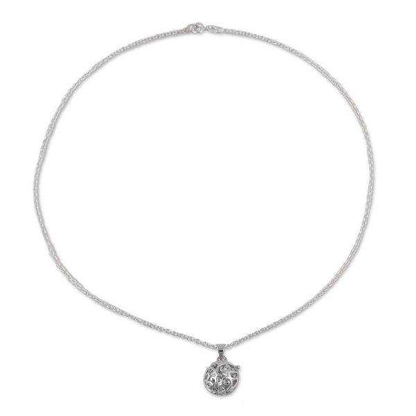 Alternate image for Sterling Silver Locket Necklace Crafted in India Globe of Vines
