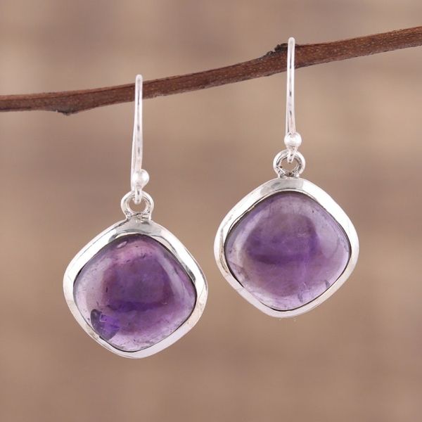 Alternate image for Amethyst and Sterling Silver Dangle Earrings from India Lavender Kite