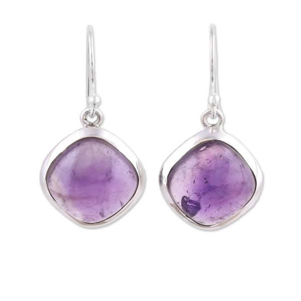Alternate image for Amethyst and Sterling Silver Dangle Earrings from India Lavender Kite