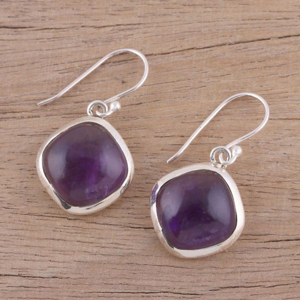 Alternate image for Amethyst and Sterling Silver Dangle Earrings from India Lavender Kite
