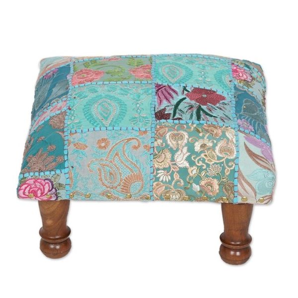 Alternate image for Fair Trade Embellished Ottoman Foot Stool from India Rajasthani Patchwork