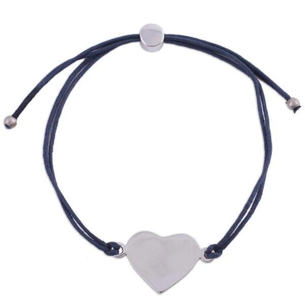 Alternate image for Sterling Silver Heart Pendant Bracelet in Navy from India Heartfelt Shimmer in Navy