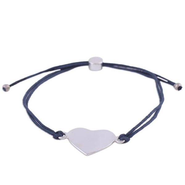 Alternate image for Sterling Silver Heart Pendant Bracelet in Navy from India Heartfelt Shimmer in Navy