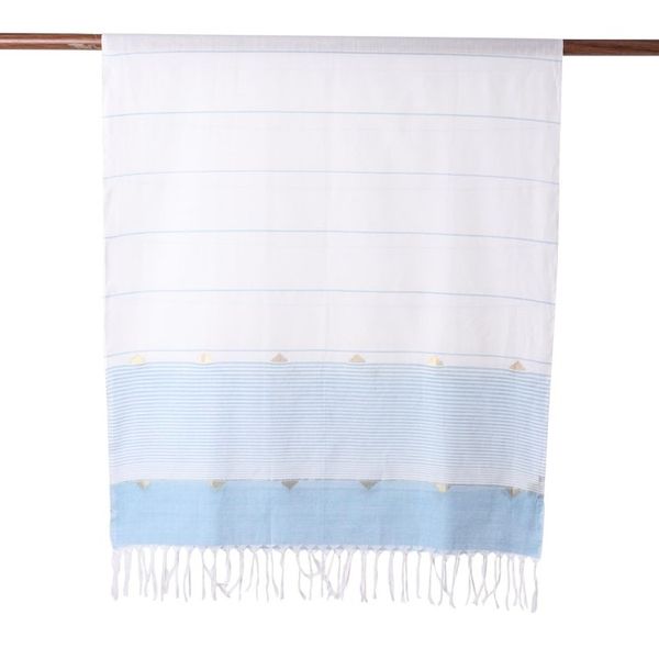 Alternate image for Hand Woven Peach Cotton Scarf with Blue Stripes from India Sea Stripes