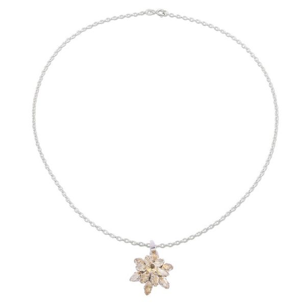 Alternate image for Rhodium Plated Citrine Pendant Necklace from India Golden Burst