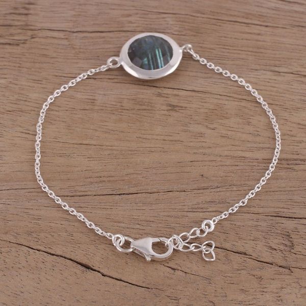 Alternate image for Labradorite and Sterling Silver Pendant Bracelet from India Circular Shine