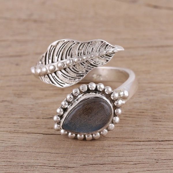 Alternate image for Handmade 925 Sterling Silver Labradorite Wrap Ring India Blissful Alliance
