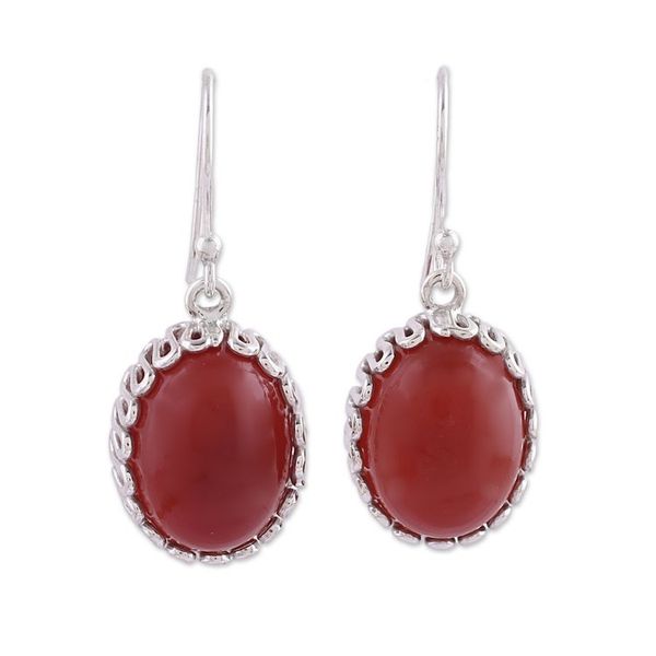 Alternate image for Carnelian and Sterling Silver Dangle Earrings from India Ardent Magic