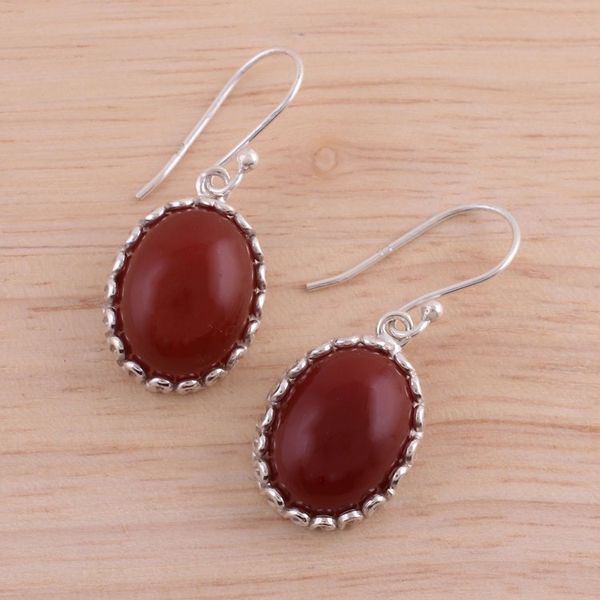 Alternate image for Carnelian and Sterling Silver Dangle Earrings from India Ardent Magic