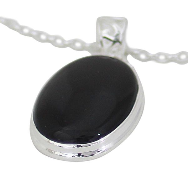 Alternate image for 925 Silver India Jewelry Chain Necklace with Onyx Pendant Elegant Protector
