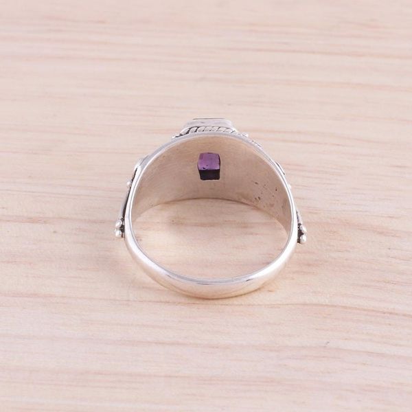 Alternate image for Amethyst and Sterling Silver Single Stone Ring from India Royal Luxury