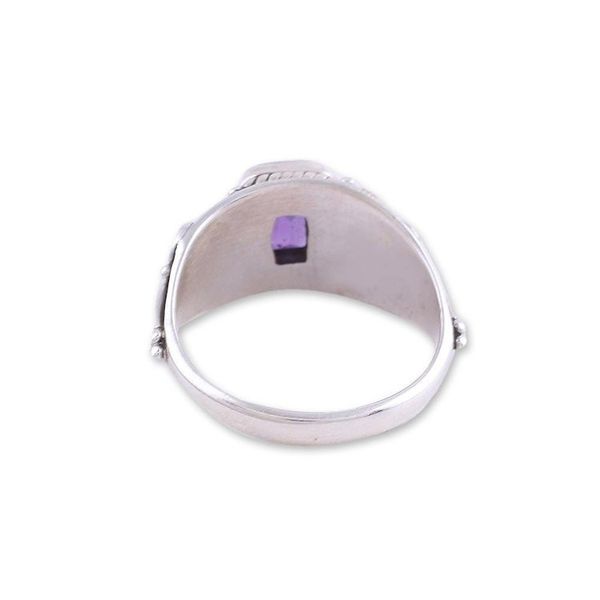 Alternate image for Amethyst and Sterling Silver Single Stone Ring from India Royal Luxury