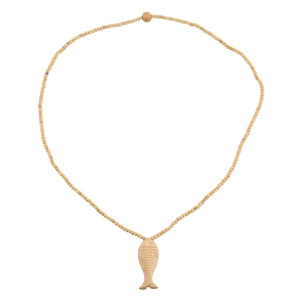 Alternate image for Unisex Fish Pendant Necklace Carved from Wood Swimming Carp