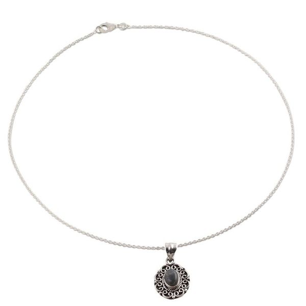 Alternate image for Labradorite and Sterling Silver Pendant Necklace from India Silver Allure