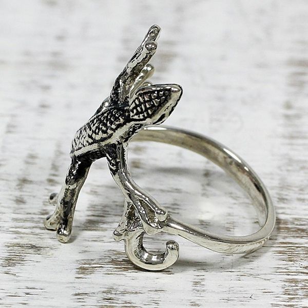 Alternate image for Sterling Silver Lizard Cocktail Ring from India Wild Glamour