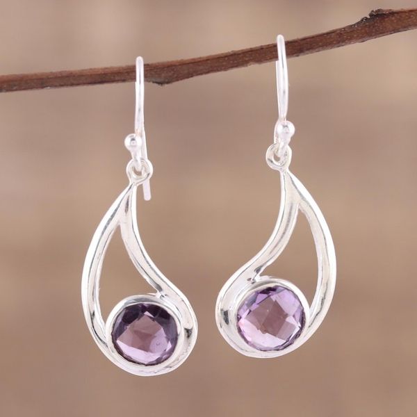 Alternate image for Amethyst Dangle Earrings with Sterling Hooks Twilight Charm